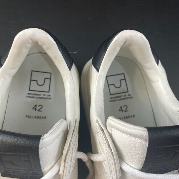 Pull & Bear Men's White Sneakers Sz 9 US Leather Movement Of An Urban Generation - Picture 12 of 14